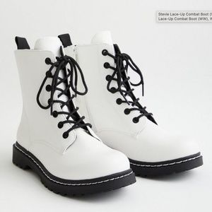 Torrid Stevie Lace-Up Combat Boot (WW) White & Black 10
